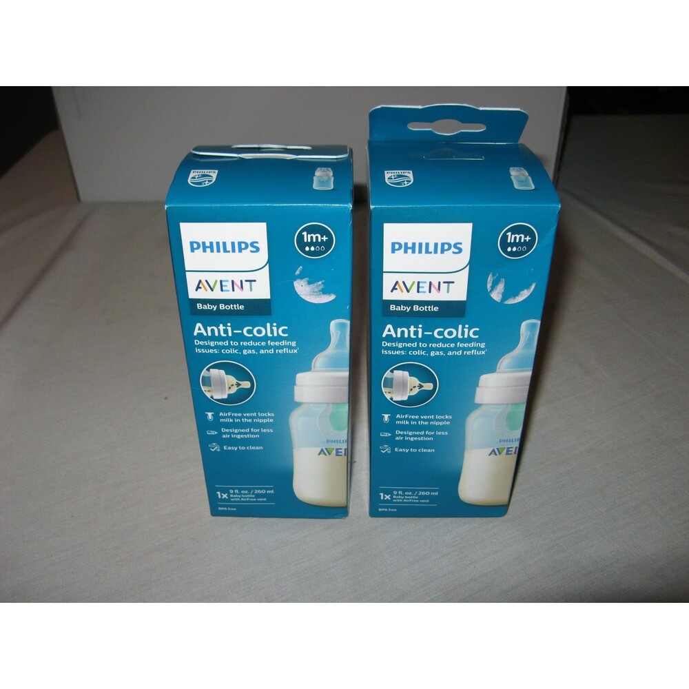 Philips Avent Anti-Colic Baby Bottle with AirFree Vent 9 oz Lot Of 2 Bottles NEW